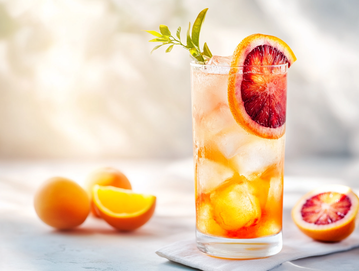 Veriappelsiini-aprikoosi Spritzer Mocktail